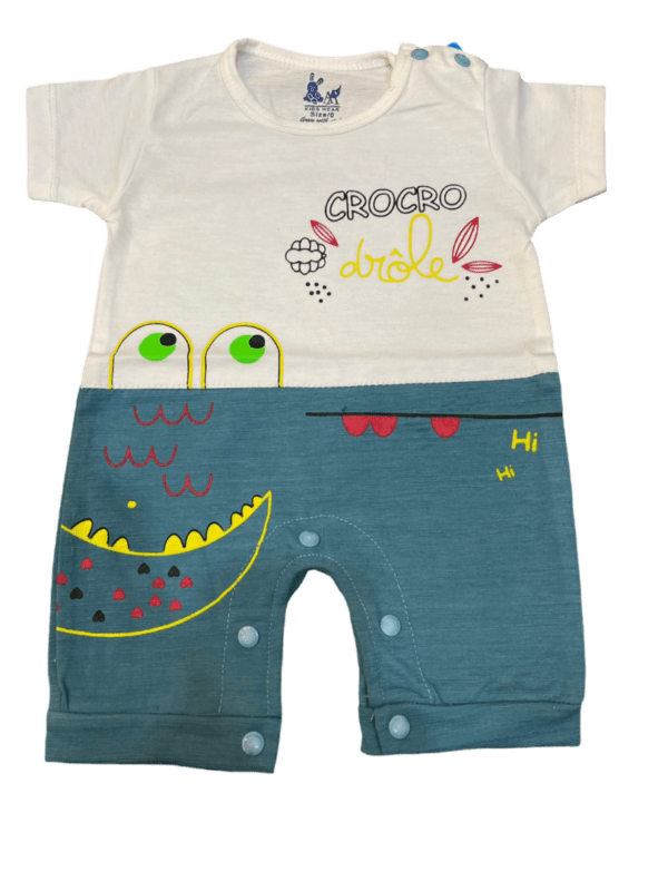 baby, clothes, clothing, romper, monster, blue, white, graphic, cute, adorable, unisex